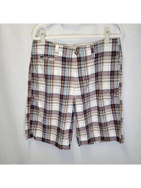 American Eagle Men's Size 33 Shorts Plaid Tan Blue
